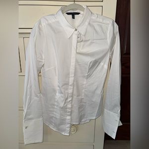 White House Black Market white blouse with pearl buttons size 4